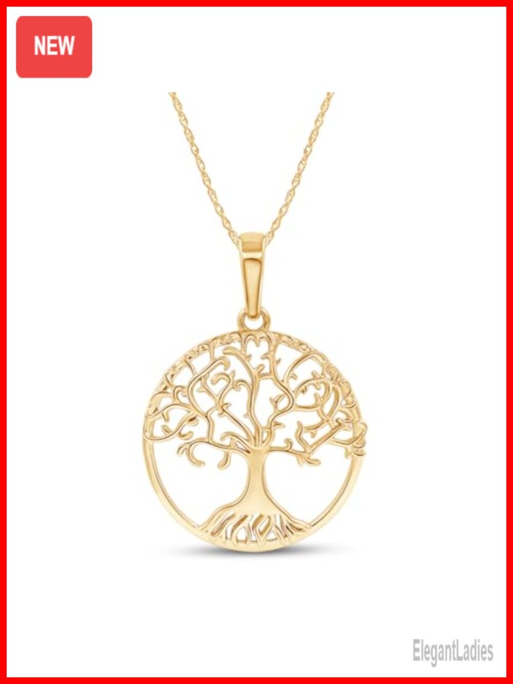14K Gold Plated 925 Sterling Silver Tree of Life Pendant Necklace 18in